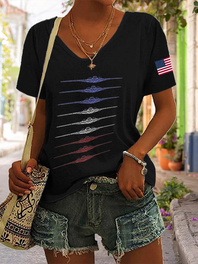 Women's B-2 Ghost Bomber Print Casual T-Shirt