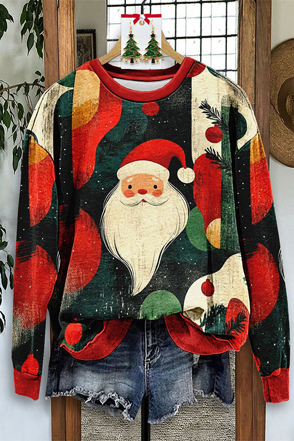 Vintage Santa Claus Print Sweatshirt