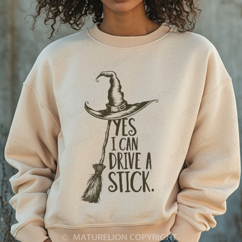 Maturelion Halloween Sweatshirt Yes I Can Drive A Stick Women Washed Sweatshirt