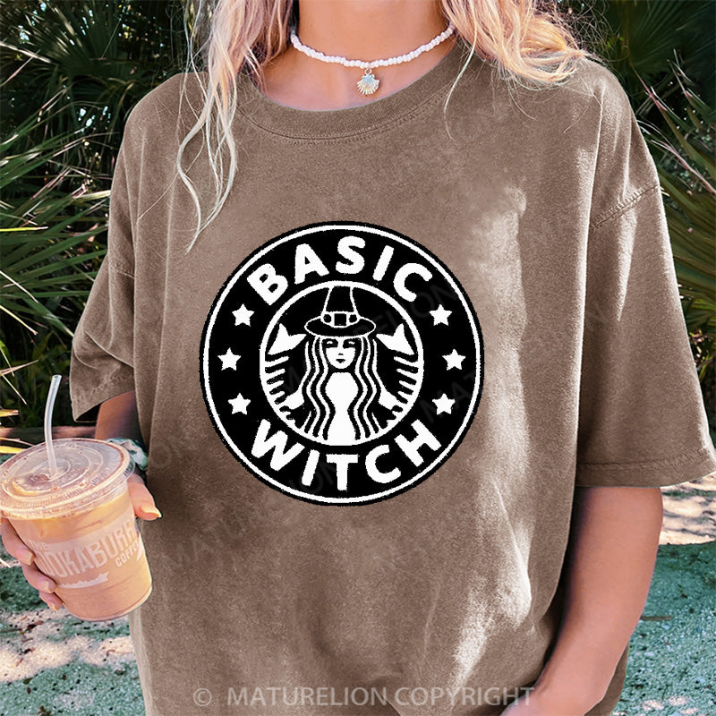 Maturelion Women's T-shirt Basic Witch DTG Washed T-shirt
