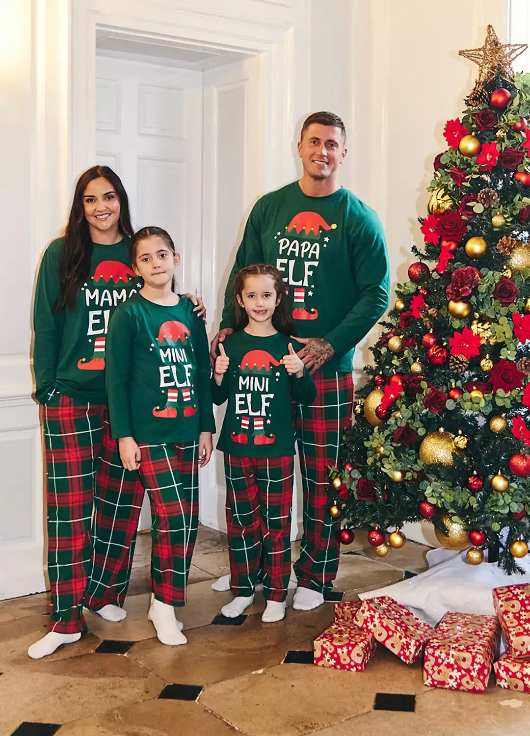 Classic Christmas plaid Elf Matching Family Christmas Pajamas