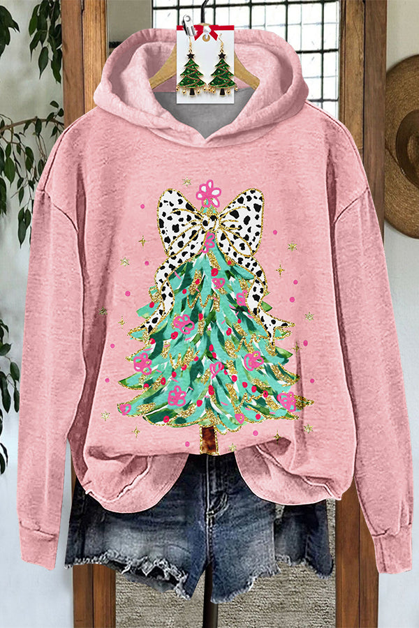 Bow Christmas Tree Print Hoodie