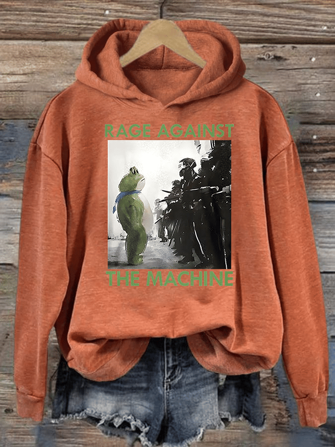 Women's Frog Resistance Print Casual Hoodie