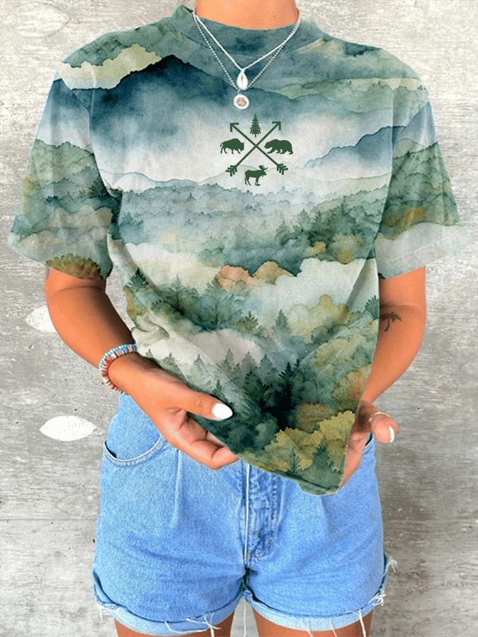 Women's National Park Conservation Print Crew Neck T-Shirt