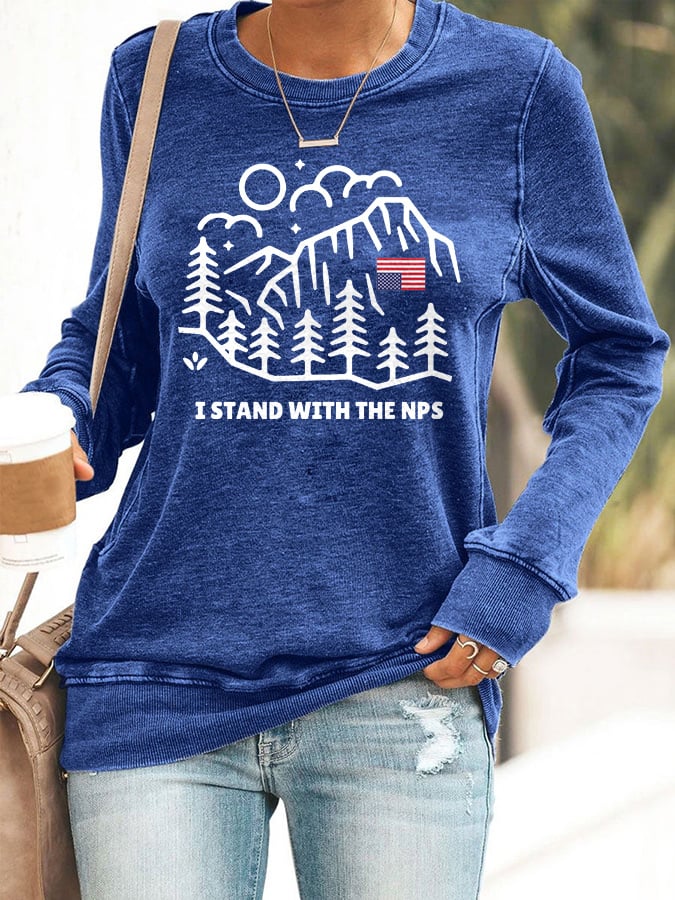 Retro  I Stand With The NPS  Print Sweatshirt