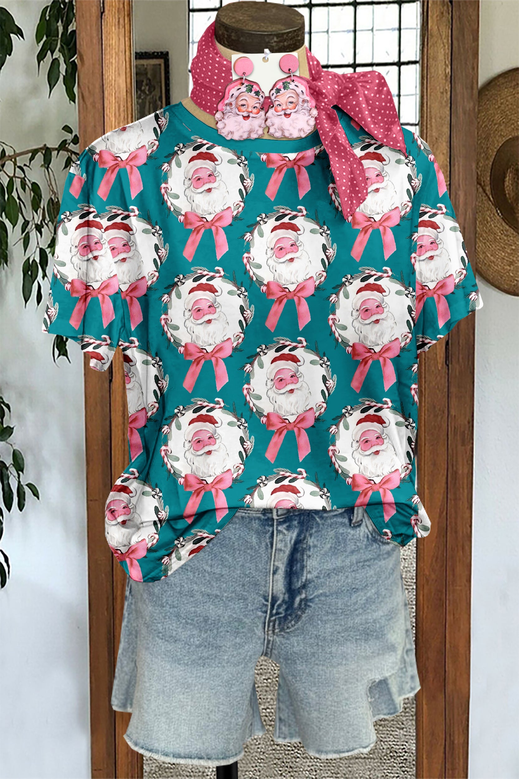 Casual Christmas Santa Claus Print T-shirt