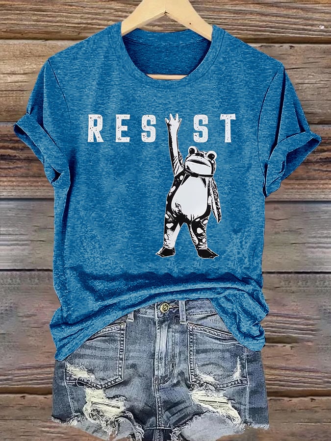 Women's  Portland Frog Resist  Printed Casual T-Shirt