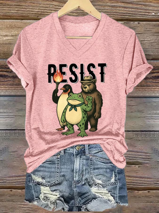 Women's FDT Portland Frog Protest Revolt Machine Print T-Shirt
