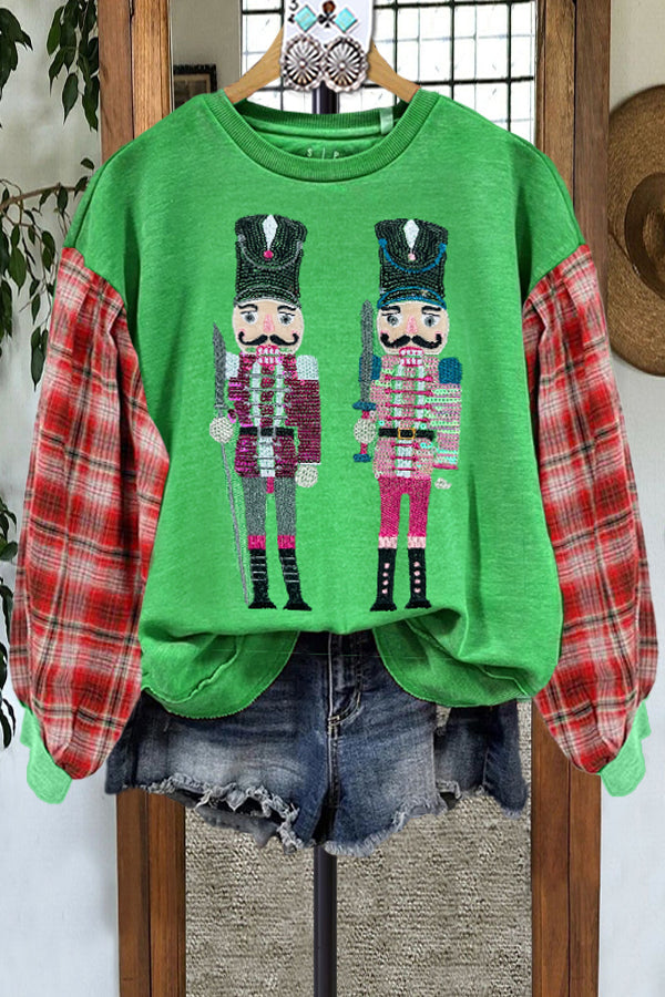 Classic Plaid Contrast Nutcracker Sweatshirt