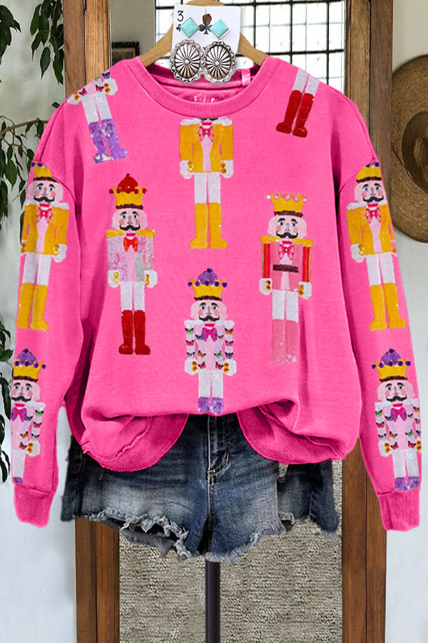 Casual Nutcracker Contrast Print Sweatshirt