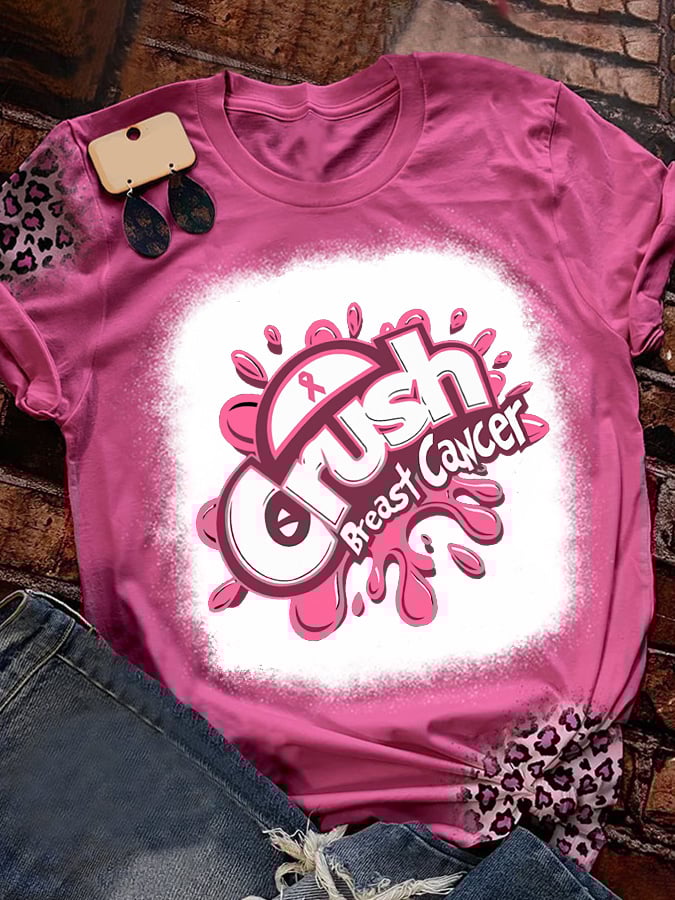 Women's Breast Cancer Awareness Print Short Sleeve T-Shirt