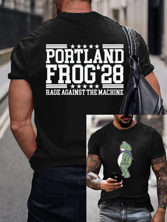 Men's FDT Portland Frog Protest Rage Against The Machine Print T-Shirt