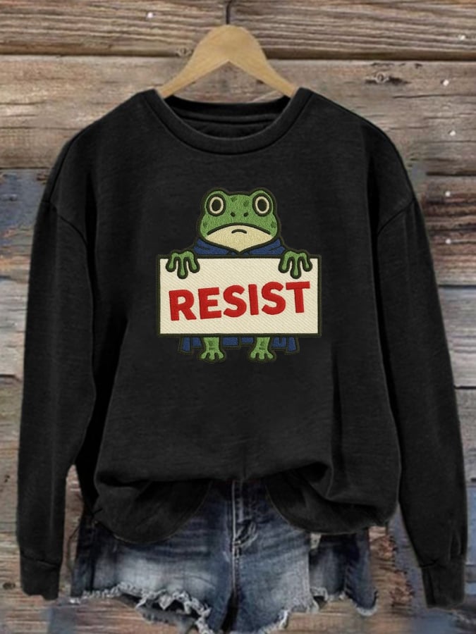 Women's Portland Frog Print Casual Sweatshirt