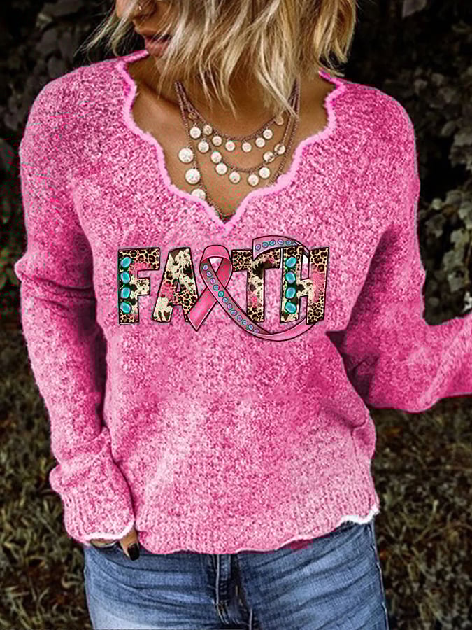 Breast Cancer Print Sweater