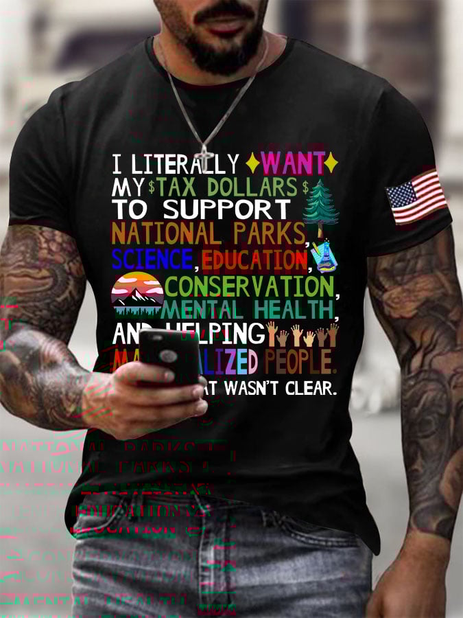 Men's Support National Parks Printed Round Neck T-Shirt