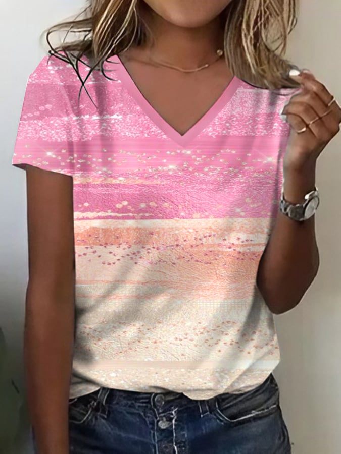 Women's Breast Cancer Awareness Print Casual T-Shirt