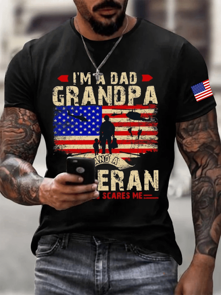Men's Veteran Printed Round Neck T-Shirt