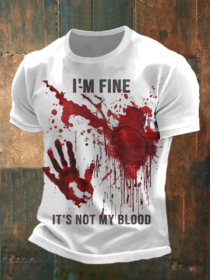 Men'S Blood-Printed Pit Strip Fabric Print T-Shirt