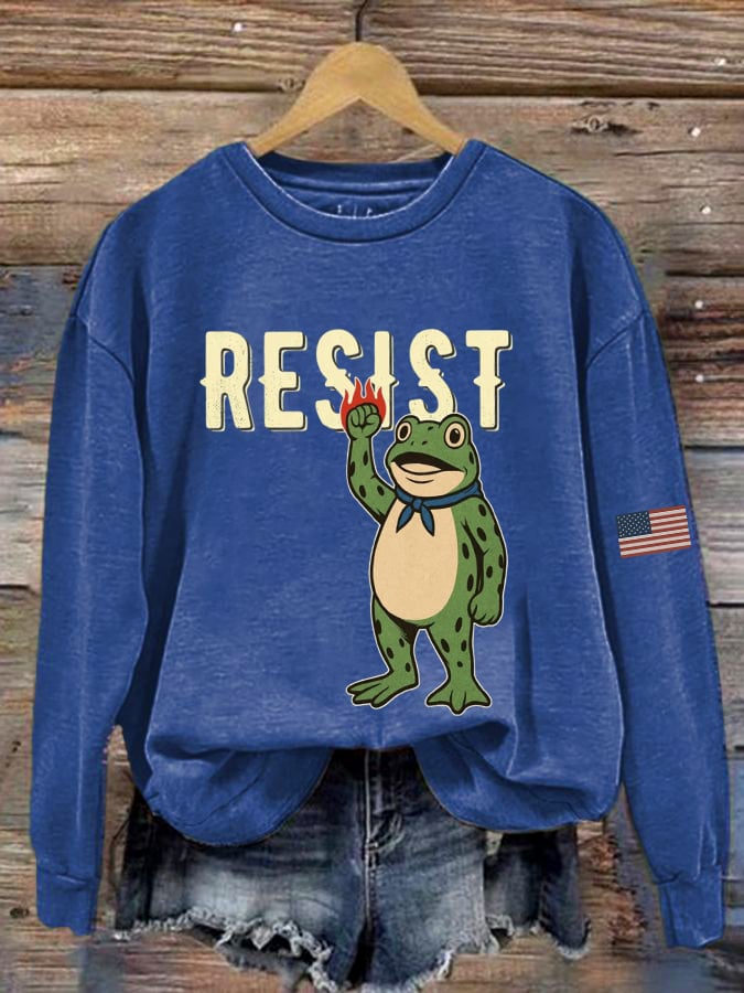 Women's Portland Frog Print Casual Sweatshirt