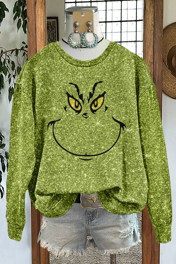 Shiny The Grinch Christmas Print Sweatshirt