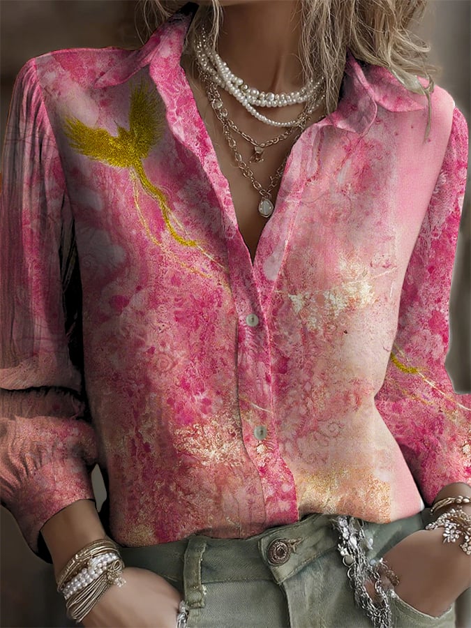Women's Pink Art Print Shirt