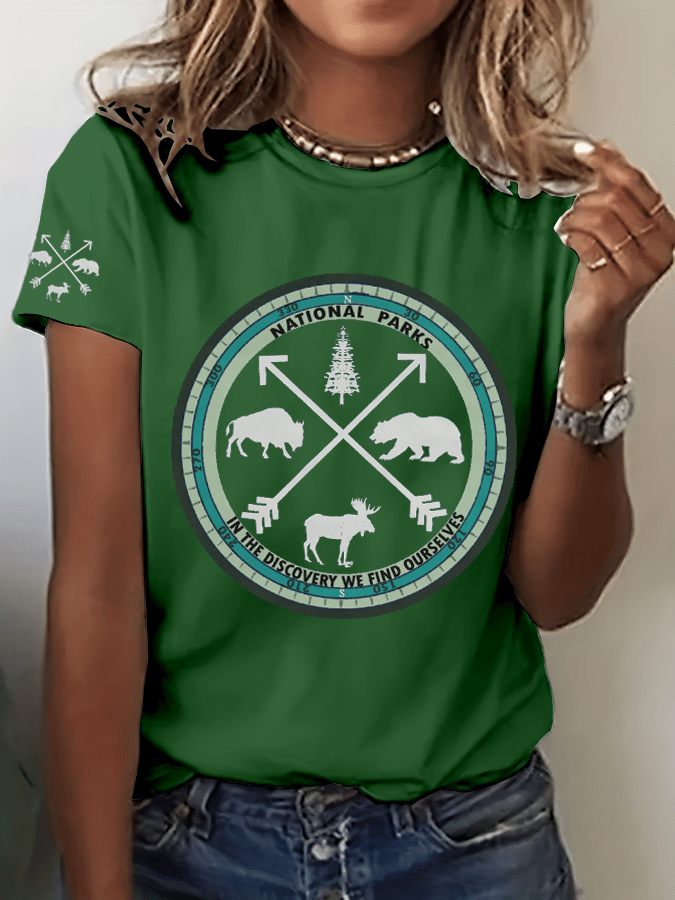 Women's  Protect National Parks Print Crew Neck T-Shirt
