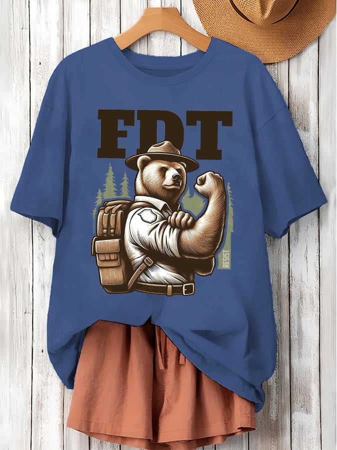 Women's Retro Support National Parks FDT Resist Bear Print T-Shirt
