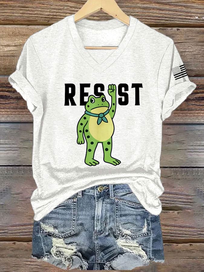 Women's FDT Portland Frog Protest Revolt Machine Print T-Shirt