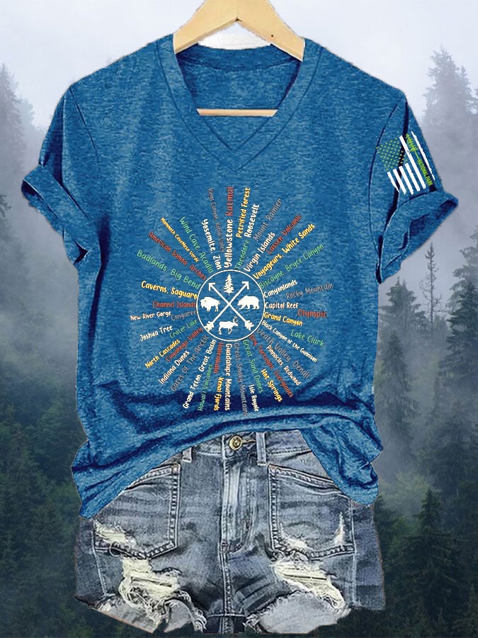 Women's Vintage National Park Print  T-Shirt