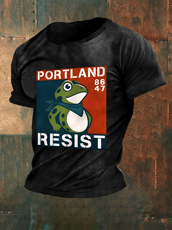 Men's  Portland Frog 8647 resist Print T-Shirt