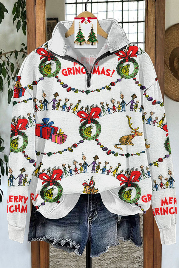 Christmas Grinch Zip Sweatshirt