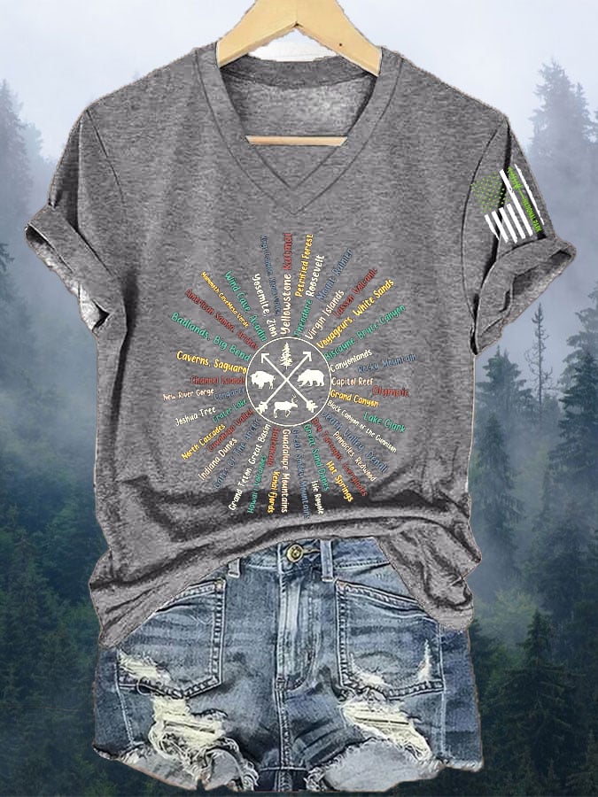 Women's Vintage National Park Print  T-Shirt