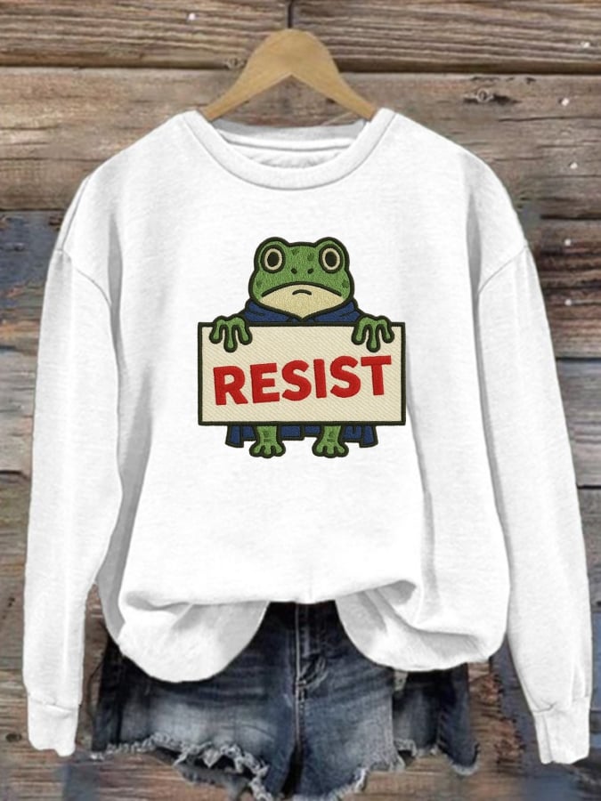 Women's Portland Frog Print Casual Sweatshirt
