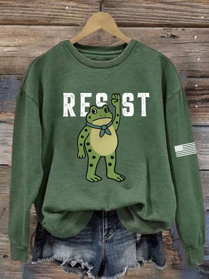Women's Portland Frog Print Casual Sweatshirt