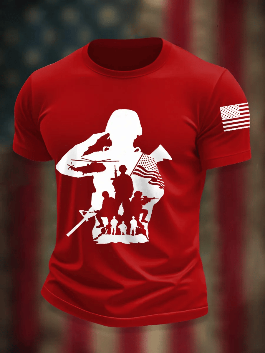 Men's Veteran Printed Round Neck T-Shirt