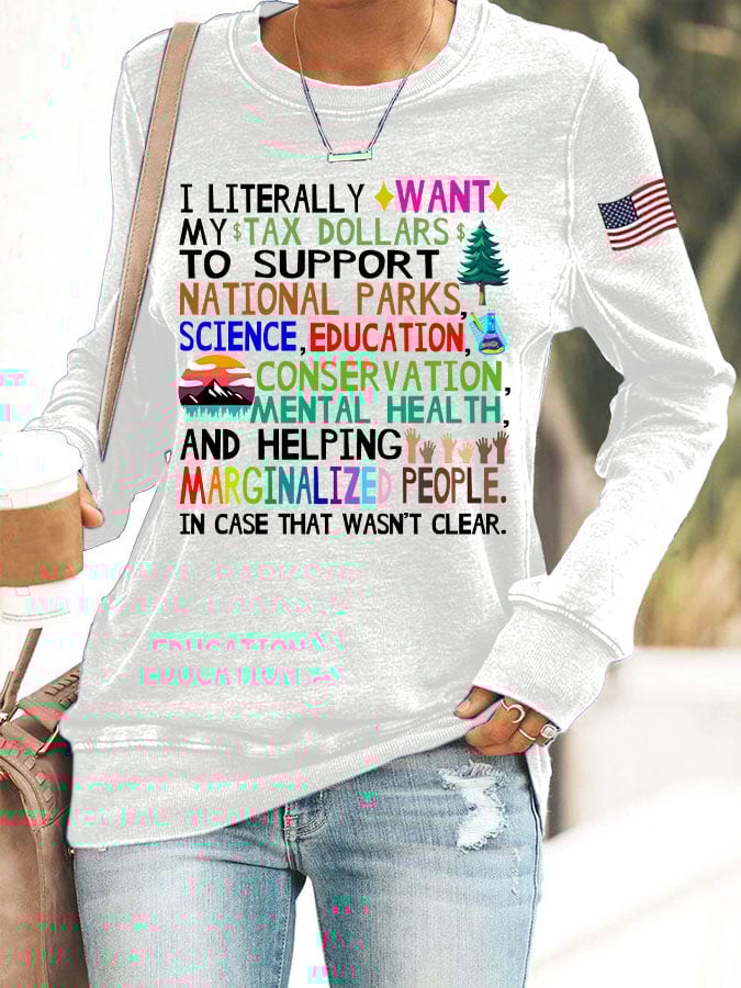Women's Support National Parks Print Round Neck Sweatshirt