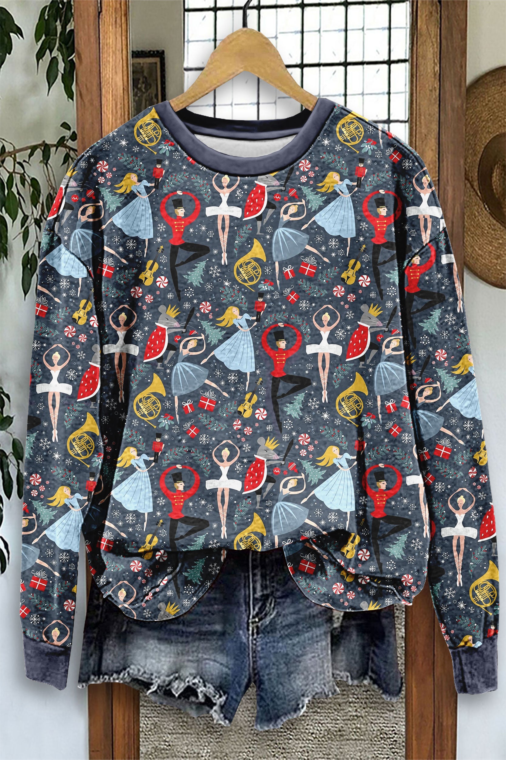 Christmas Nutcracker Ballet Print Sweatshirt
