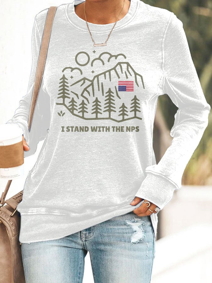 Retro  I Stand With The NPS  Print Sweatshirt