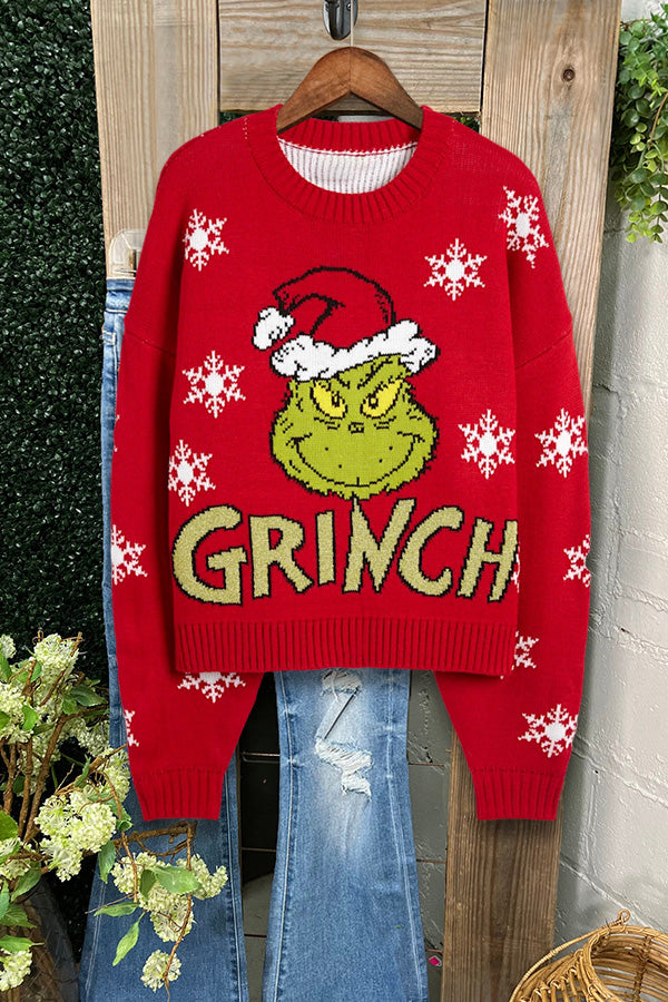 Christmas Grinch Print Sweater