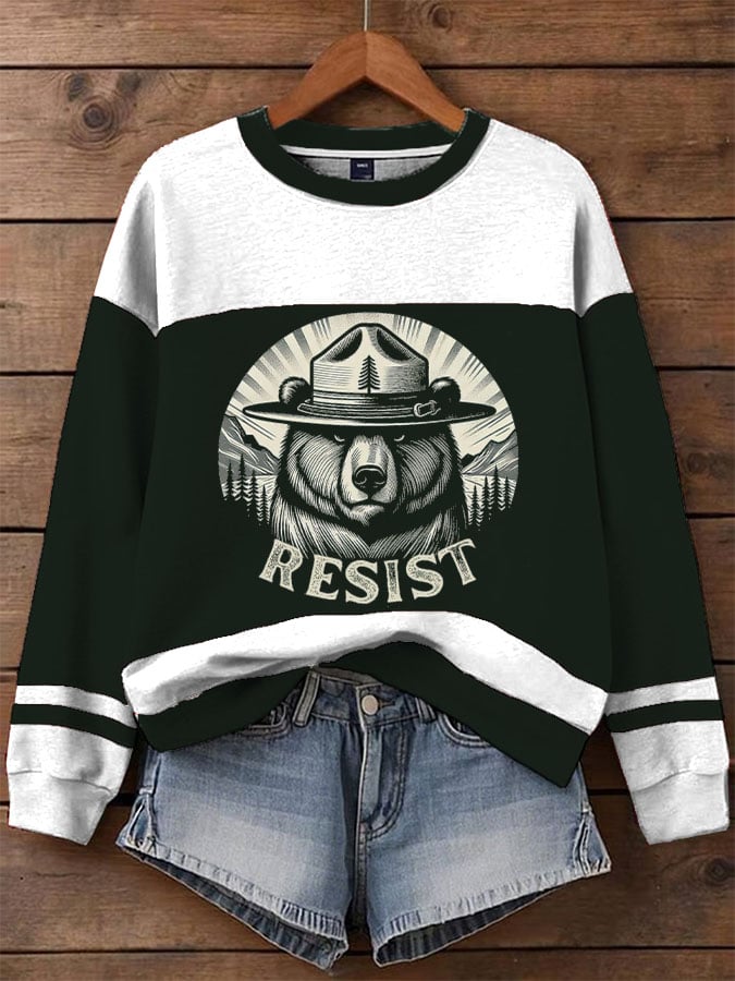 Women's Protect Our National Parks Printed Round Neck Sweatshirt