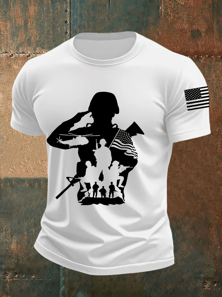 Men's Veteran Printed Round Neck T-Shirt