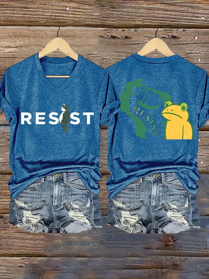 Women's FDT Portland Frog Protest Revolt Machine Print T-Shirt