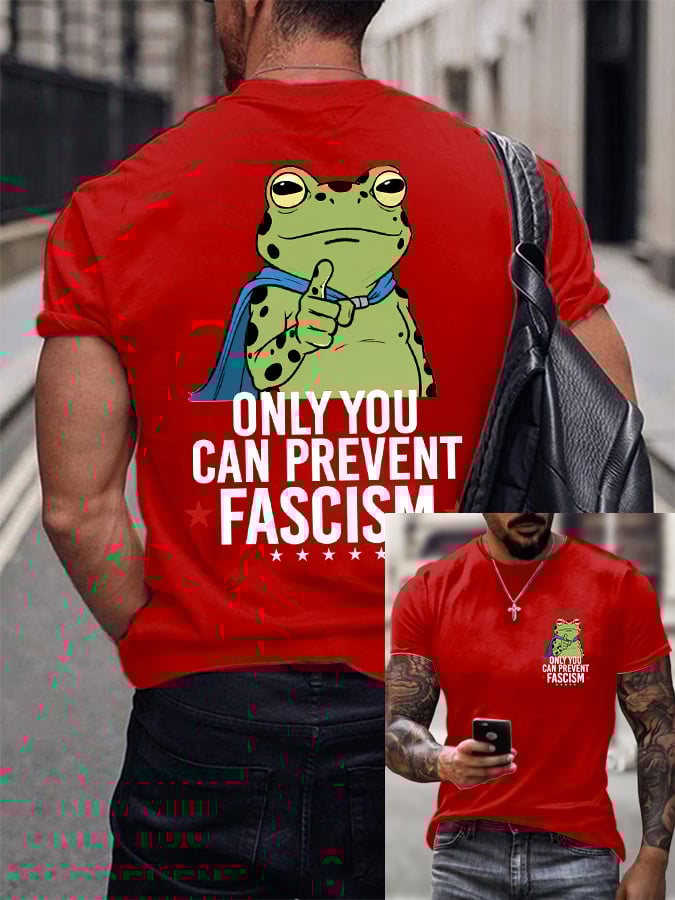 Men's ONLY YOU CAN PREVENT FASCISM Vintage Graphic Print T-Shirt