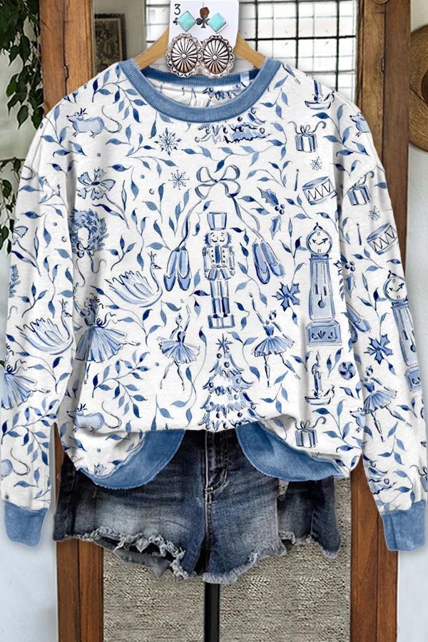 Christmas Nutcracker Print Sweatshirt