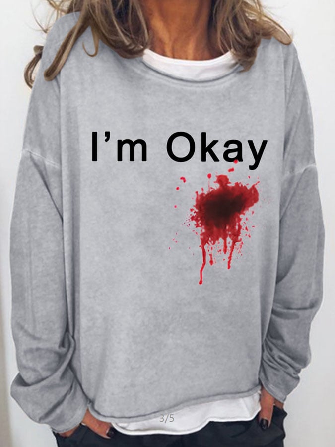 Fashion Print Long Sleeve Loose Sweatshirt