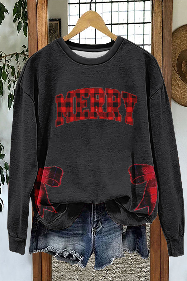 Christmas Bow Print Sweatshirt