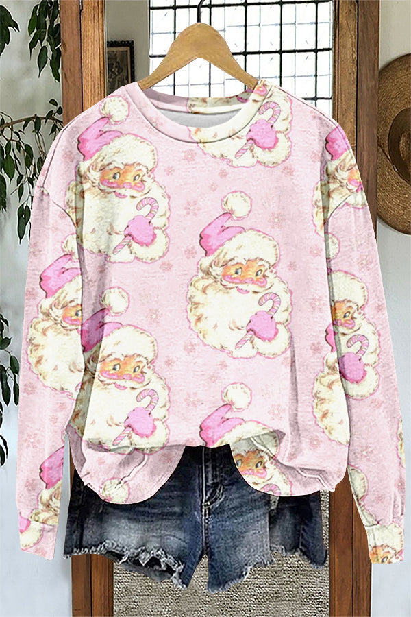 Sweet Christmas Santa Claus Print Sweatshirt