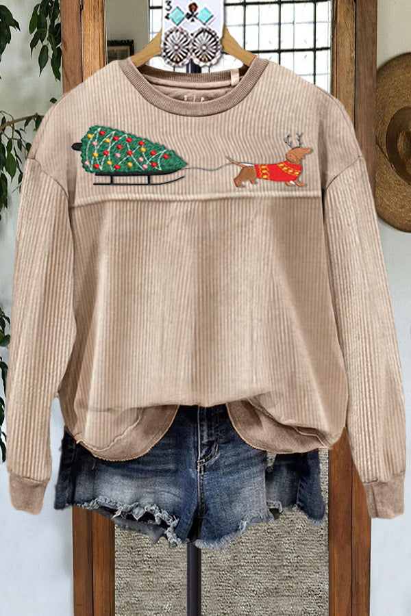 Classic Corduroy Christmas Dachshund Sweatshirt