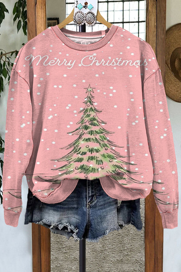Elegant Christmas Tree Contrast Sweatshirt