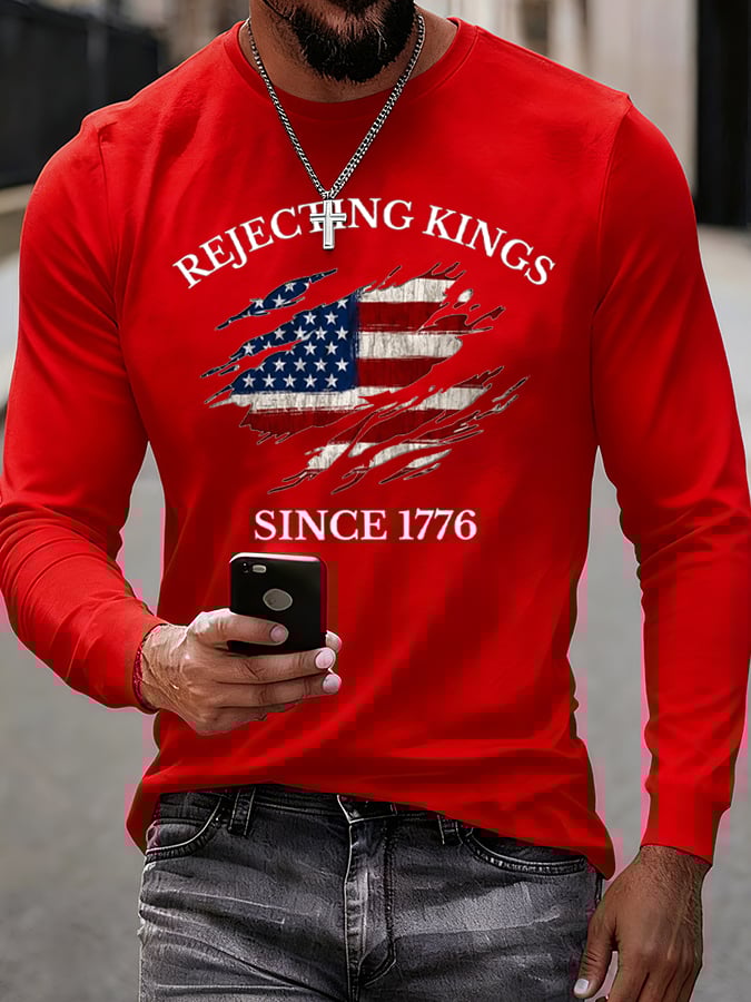 Men'S “Rejecting Kings Since 1776” Print Casual T-Shirt